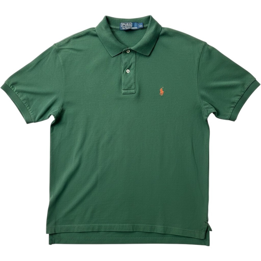 Polo Ralph Lauren Polo Shirt Mens Large Green Good Short Sleeve Pique Cotton